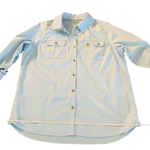 CARHARRT FORCE WOMEN’S BLUE LONG SLEEVES VENTED BUTTON DOWN SHIRT SIZE 16-18 - Picture 10 of 11